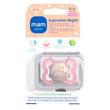 Imagem de Chupeta MAM Supreme Night Brilha no Escuro 0-6 meses - Rosa