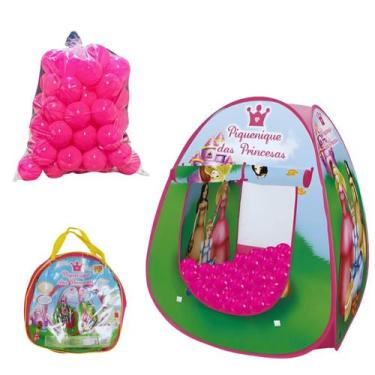 Imagem de Barraca Infantil Dobrável Bolinhas de Uma Cor - DM Toys, Rosa