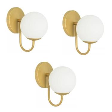 Imagem de 3 Arandelas Parede Jabuticaba Sala Quarto Cama Dourado - Arandela Curv