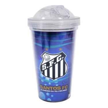 Imagem de Copo De Plástico Com Canudo 450ml - Santos Time Sfc - Minas de Present