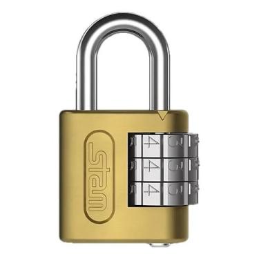 Imagem de Cadeado Com Segredo 25Mm Dourado Em Aço Profissional Stam