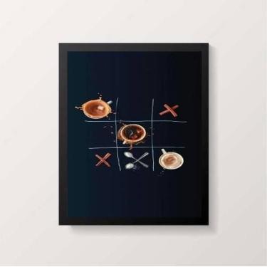 Imagem de Quadro Decorativo Jogo Da Velha Café 45X34Cm Com Vidro Preta - Quadros
