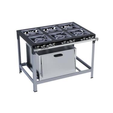 Imagem de Fogão Industrial 6 bocas 30X30 com Forno Luxo Metalmaq, Gás Natural
