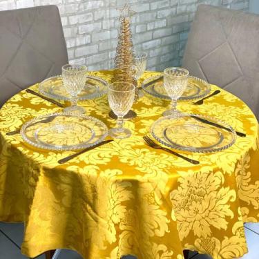 Imagem de Toalha de Mesa Jacquard Redonda para Festas Buffet Eventos - MUMUDECOR
