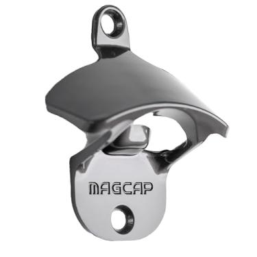 Imagem de Abridor de garrafa montado na parede que captura tampas de garrafa MAGCAP (preto metálico)