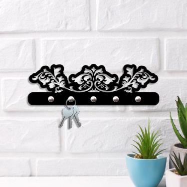 Imagem de Porta Chaves de Parede em Mdf 6 mm Arabesco PC132 - Almofábulas, Preto