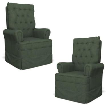 Imagem de Kit 02 Poltronas de Amamentação e Descanso Com Balanço Laís G05 Linho 