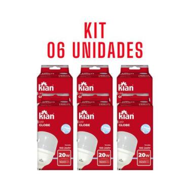 Imagem de Kit 06 Lâmpadas Led Globe Base E-27 20W 6.5K Bivolt - Kian, Bivolt