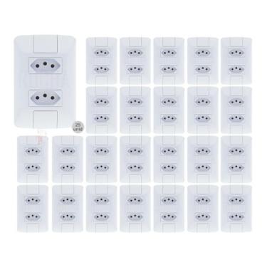 Imagem de Kit 25 Tomadas Dupla 2p+t 20A 250v Branca Aria Tramontina