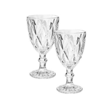Imagem de Jogo 2 Taça Diamante Copo Vidro Transparente Água Suco 340ml - CLICK H