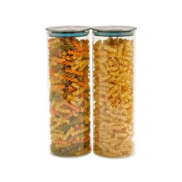 Imagem de Kit 2 potes de vidro 1,7L com tampa inox hermético - Tud, U, INOX
