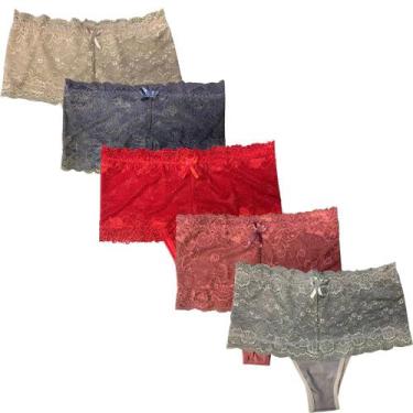 Imagem de Kit 5 Calcinhas Cintura Alta Fristyle Em Microfibra Modeladora Com Ren