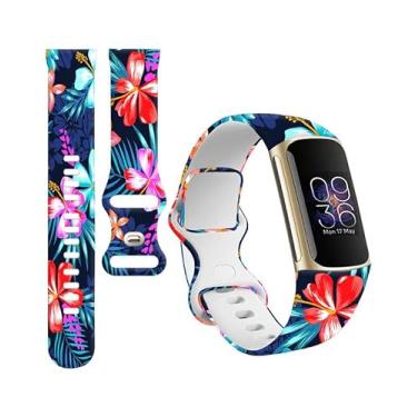 Imagem de BOSPFJG Pulseiras esportivas compatíveis com Charge 6/Charge 5 para mulheres e homens, pulseiras de substituição macias à prova d'água para rastreador de fitness avançado (floral colorido)