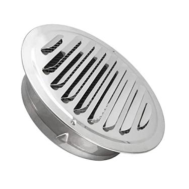 Imagem de Saídas de ar de aço inoxidável prateado de 10 cm, capa de ventilação redonda com grade de veneziana JSIXASO com tela de mosca para ventilação de circulação de ar interna ou externa