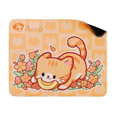 Imagem de Akko Mouse pad para jogos, tema gato, laranja, mouse pad de computador, tapete de mesa com bordas costuradas, base de borracha durável antiderrapante de 36 x 28 cm para casa, escritório, jogos,