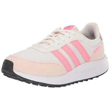 Imagem de adidas Tênis unissex infantil Run anos 70, Branco/Rosa Bliss/Rosa lúcido, 21