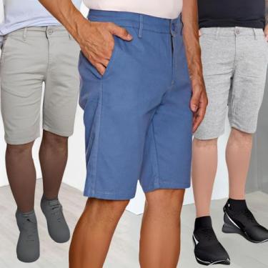 Imagem de Kit 3 Bermudas Masculinas Sarja Premium Social e Dia a Dia - TBTJeans,