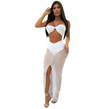 Imagem de Conjunto em tule saia em tule + cropped ano novo - Charm Modell, Branc