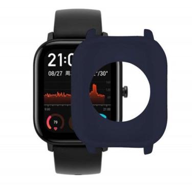 Imagem de Case Bumper Nsmart para proteção do smartwatch GTS, Azul Petróleo sili