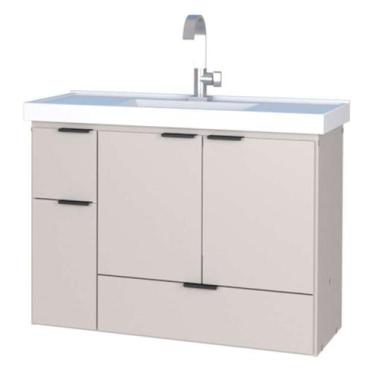 Imagem de Gabinete de Banheiro Nude em Madeira com Lavatório Orquidea Colors 80 