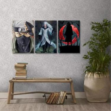 Imagem de Quadro Decorativo Madara Kakashi Itachi Tecido Kit 3 Peças 1 - Wall Fr