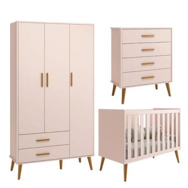 Imagem de Quarto Isis Berço Americano 2 em 1 + Comoda Gaveteiro + Guarda Roupa I