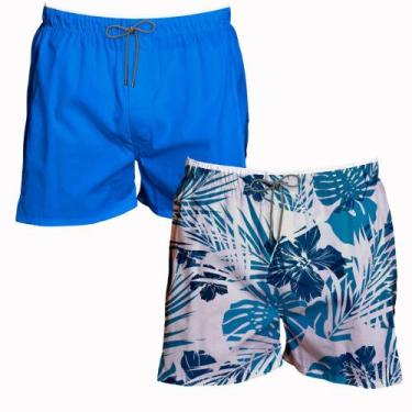Imagem de Kit 2 Shorts Tactel Masculino Básico Florido Verão Academia - Bueno St