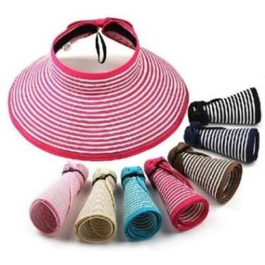 Imagem de Viseira Chapeu De Praia Dobravel Listrado Feminina Natural - oem, UN, 