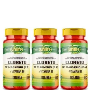 Imagem de KIT C/3 Cloreto De Magnésio Pa C/ Vita B6 60 Cáps - Unilife