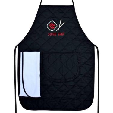 Imagem de Avental Bordado Preto Sushi - Recanto da Costura
