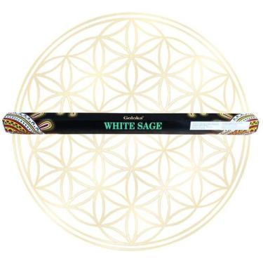 Imagem de Incenso Indiano Goloka Varetas Linha Jardim 40CM, Salvia Branca