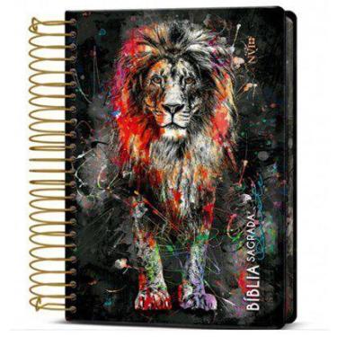 Imagem de Bíblia Anote Espiral Leão Grafite NVI C. Espaço Para Anotações - ART-G