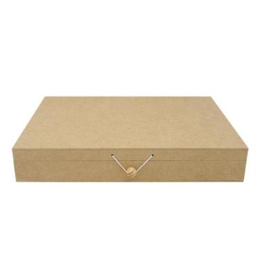 Imagem de Caixa Retanguar Tampa Dobradiça e Elástico 30x20x5 Mdf Madeira - Ataca