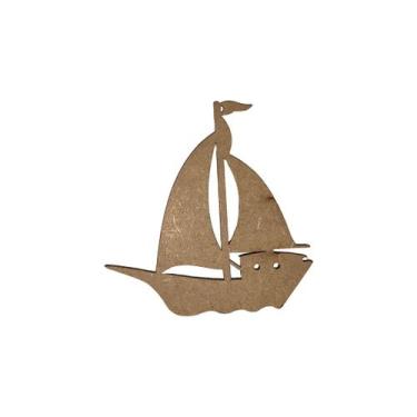 Imagem de Aplique Barco 7x7 Kit 10un Mdf Madeira - ATACADÃO DO ARTESANATO MDF