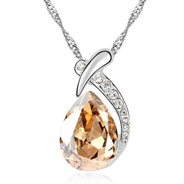 Imagem de Looyar Colar com pingente de gota de água, colar de cristal Swarovski, moda feminina (dourado)