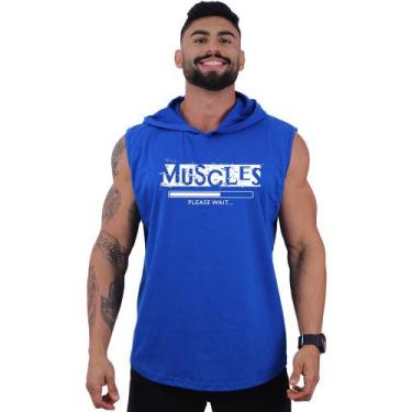 Imagem de Regata Longline com Touca Masculina MXD Conceito Muscles, M, Azul, Mas