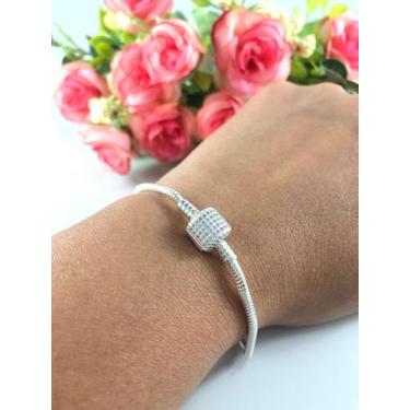 Imagem de Pulseira P/ Berloque Prata Maciça 925 Cravejada Zirconia - Lojas La&Ny