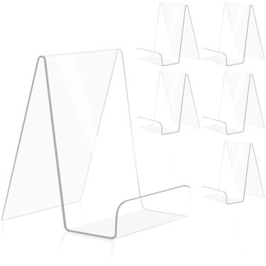 Imagem de Pacote com 6 suportes de acrílico para livros, suporte transparente para exibição de tablets, jornais, revistas, cadernos, CDs