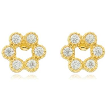 Imagem de Brinco Pequeno Florzinha Banhado Ouro 18k Delicado Feminino - Enzara J