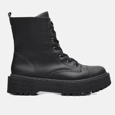 Imagem de Bota Coturno Feminino Confort Casual Costurado - B2C Shoes, Preto fosc
