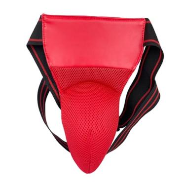 Imagem de Dynwave Protetor de virilha para homens, equipamento protetor de virilha, taekwondo, jockstrap para sparring, muay thai, treinamento, sanda, mma, Vermelho 82 a 130 Cm