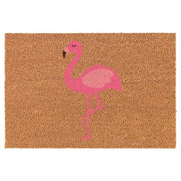 Imagem de Capacho de coco para porta da frente, novo presente de inauguração de casa, cor flamingo rosa (padrão 76,2 cm x 45,7 cm)