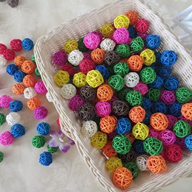 Imagem de Brinquedos de mastigar papagaio, brinquedos de pássaros, 30 peças de bolas de vime de vime de 3 cm, brinquedos de mastigar periquito, para Budgies Conures Hamsters Coelho, Decoração para DIY Craft