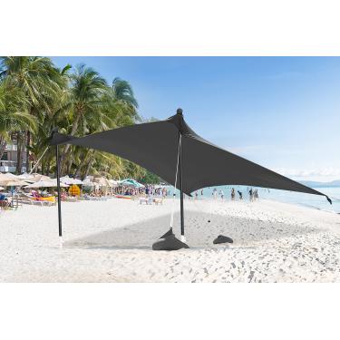 Imagem de ABCCANOPY Barraca de praia com proteção UV FPS 50+ proteção UV, toldo externo para praia, viagens de acampamento, âncoras bônus, sacos de areia (1,8 x 1,8 m, cinza)