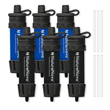 Imagem de NatureNova Mini Filtro De Água Sistema Portátil De Filtragem De Água De Emergência Para Caminhadas, Acampamento, Palha, Equipamento De Sobrevivência, Preparação Para Emergências (Azul/Preto, Pacote Co