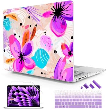 Imagem de Lepeoac Capa para laptop Microsoft Surface de 13,9 polegadas, 2024 Windows 11 Copilot+ PC, tela sensível ao toque da 7ª edição, capa rígida de plástico com capa de teclado e protetor de tela, floral