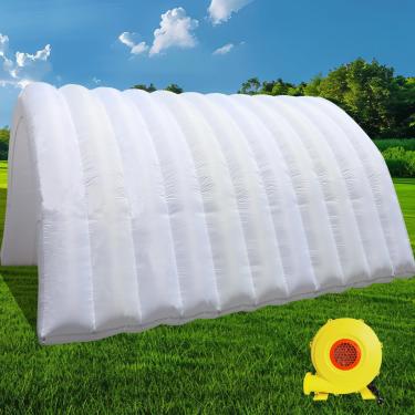 Imagem de xmaybang Entrada de Túnel Inflável para Esportes com Soprador, Tenda de Túnel de Futebol, Entrada para Empresas, Propaganda, Festa, Exposição, Promoção, Rua, Loja, Supermercado, Escola(Branco, 16,5 X