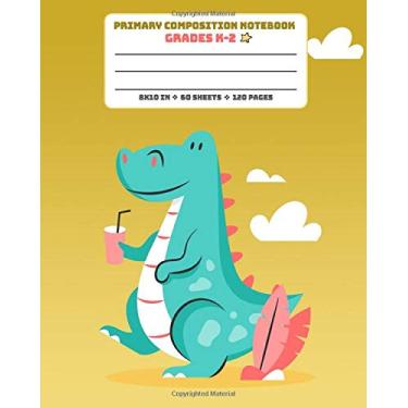 Imagem de Primary Composition Notebook Story Paper Journal Grades K-2: Dashed Midline And Picture Space School Exercise Book - Green Dino - Yellow (Dinosaur Era Series)