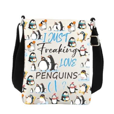 Imagem de Bolsa transversal pinguim presentes para amantes de pinguins presente engraçado pinguim I Just Freaking Love Penguins Ok Penguin Sling Bag, Branco