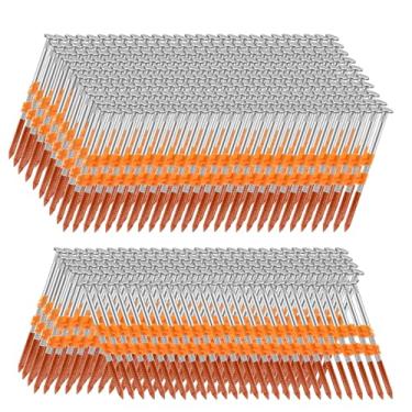 Imagem de SITLDY Pregos de moldura de 21 graus, 1000 unidades, haste de anel de 7,5 cm x 0,30 cm, cabeça redonda completa galvanizada a quente, para pregador elétrico pneumático de 20 a 22 graus